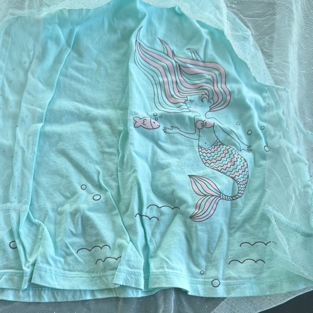 Vitamins Baby Green and Blue Flutter Sleeve Babydoll Dress - Picture 3 of 4